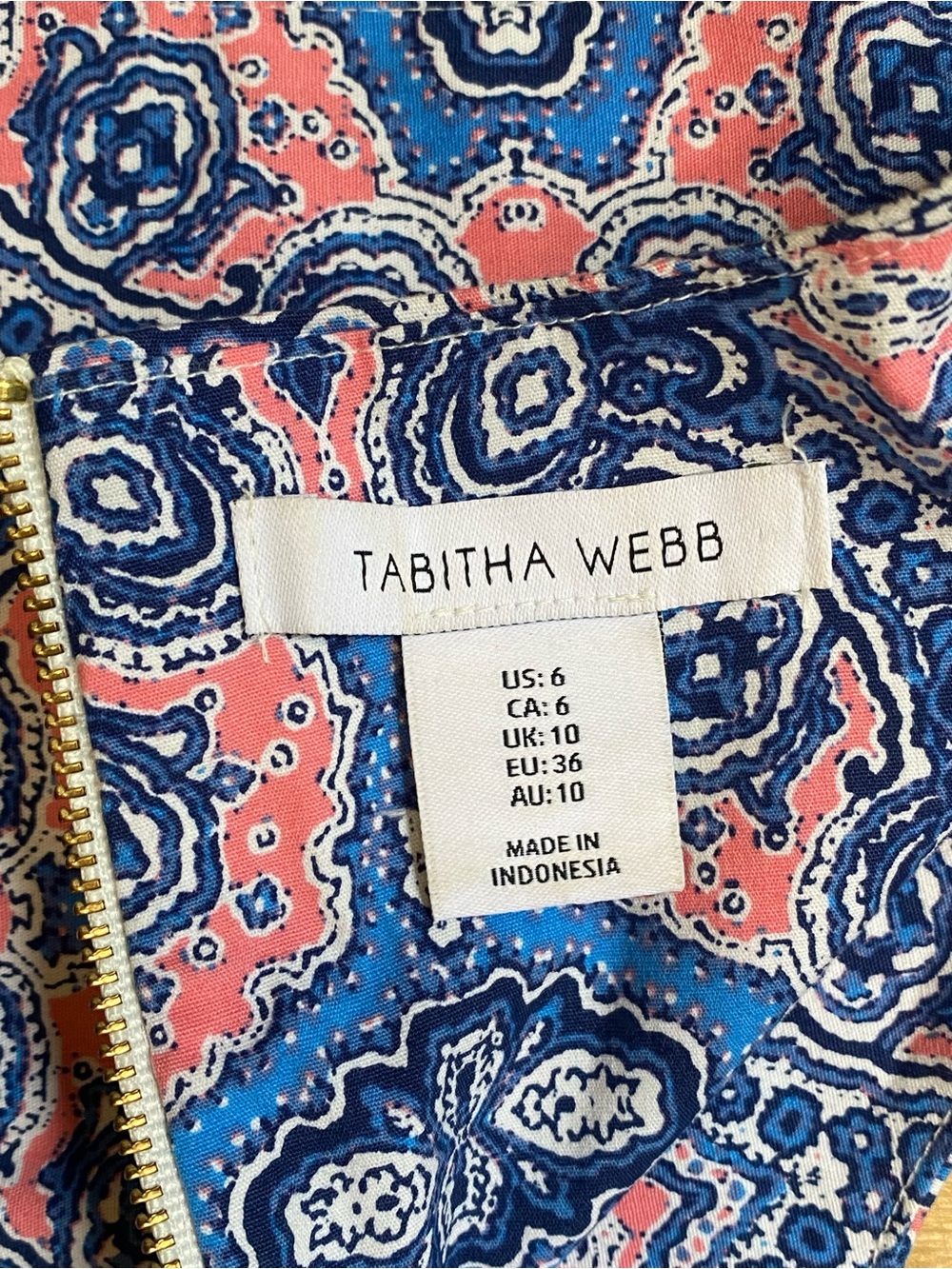 Tabitha Webb Sleeveless Paisley Shift Dress with Pockets Blue Pink Size 6 - Picture 11 of 15